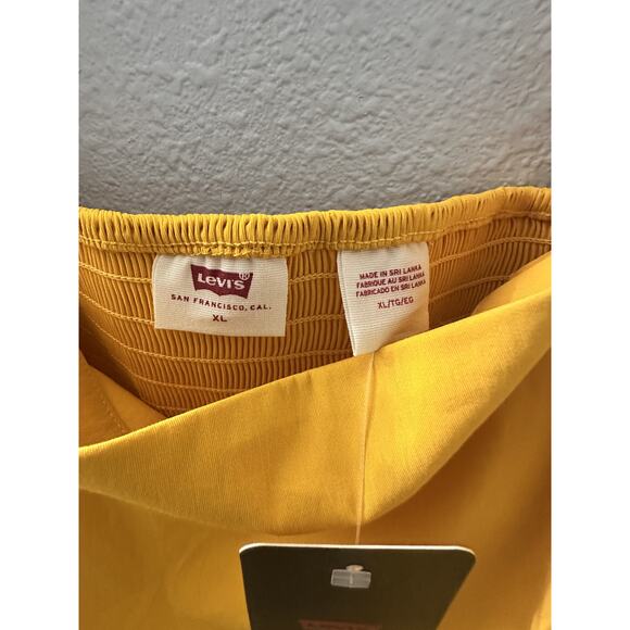 Levi's Yellow Smocked Back Square Neck Long Puff Sleeve Blouse Size XL NWT - Picture 7 of 9